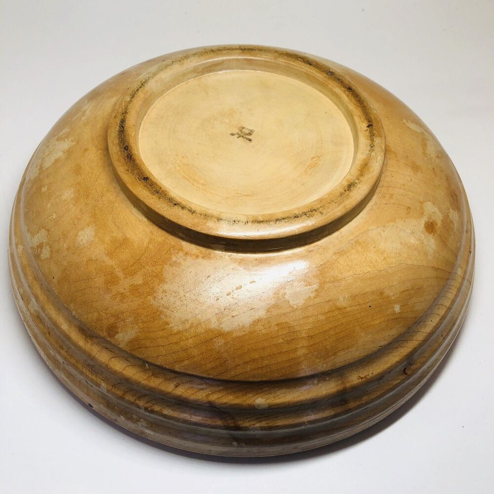 Antique Vintage Round Wooden Fruit / Salad / Dough Bowl, 11" Diameter